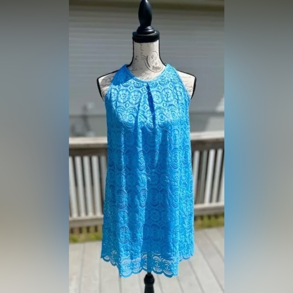 Speechless Sky Blue Scalloped Lace Yoke Shift Dress LIKE NEW CONDITION!​​​